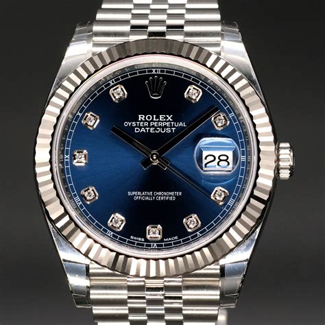 rolex silver with blue|rolex datejust 41 price.